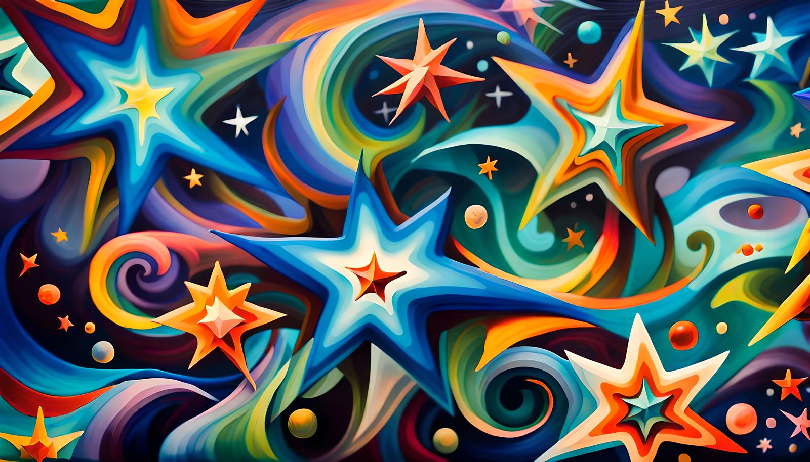 Swirling Newborn Stars in Impasto Oil Painting