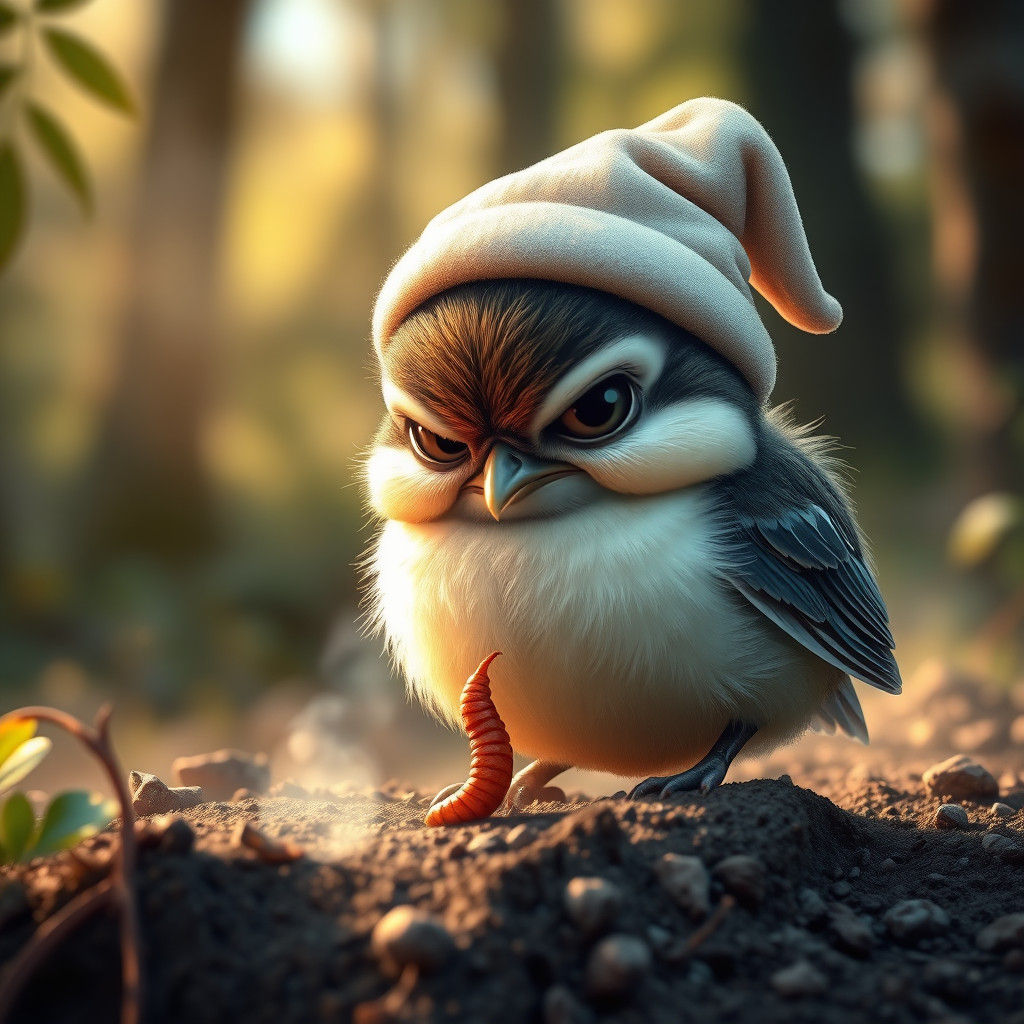 Grumpy Baby Bird's Misty Morning Hunt