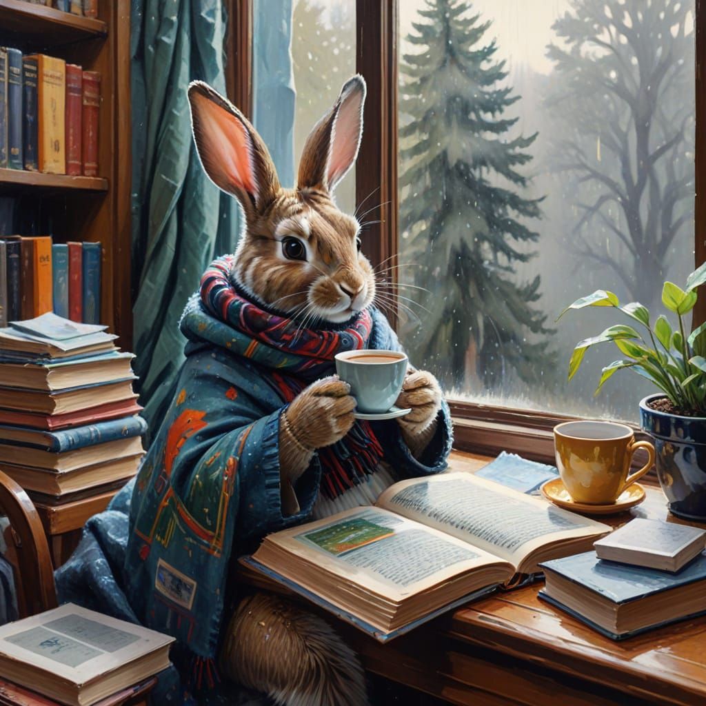 Cozy Winter Wonderland in Gouache Impressionist Style