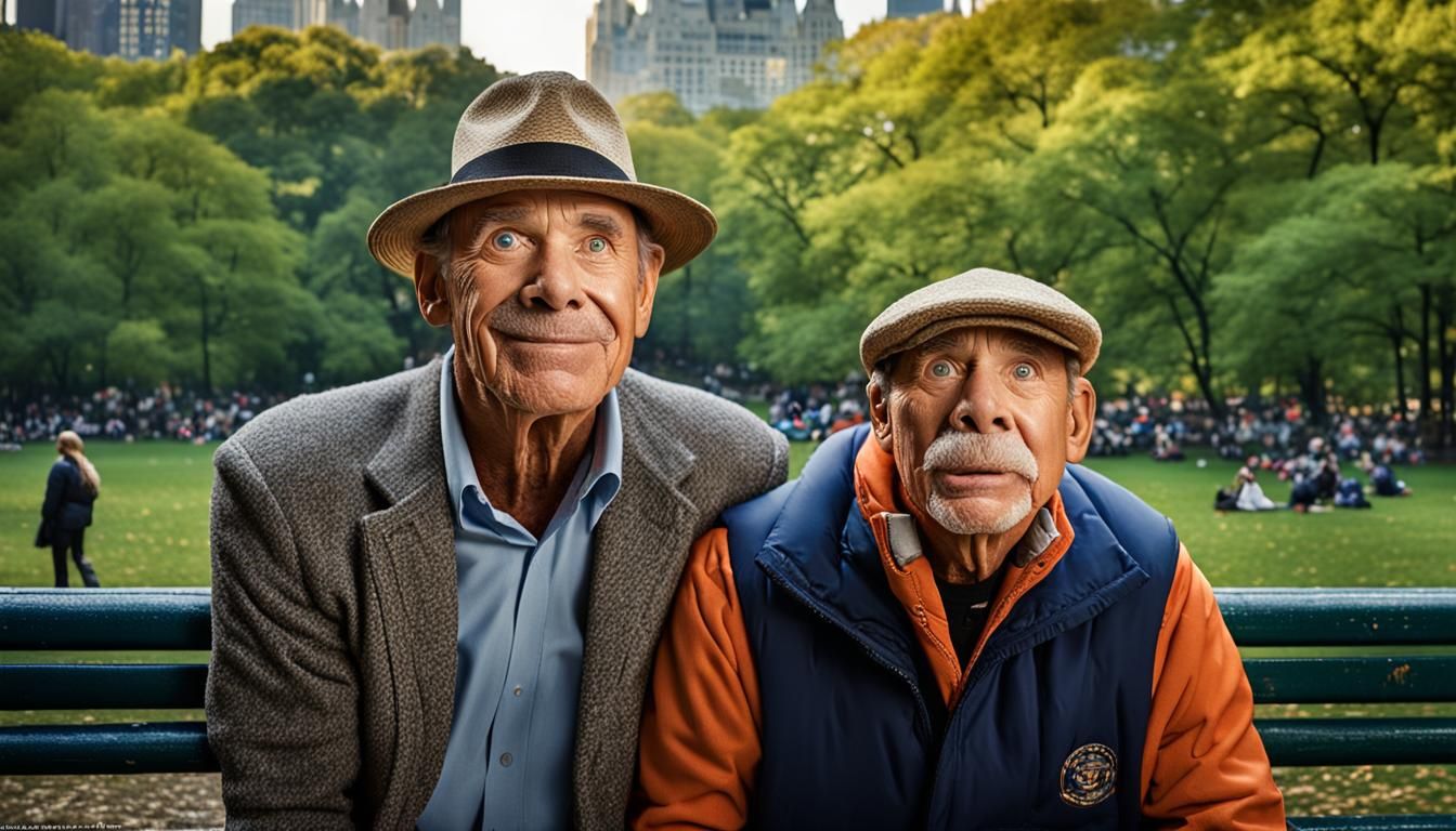 Humorous Portrait of Man Farting in Central Park
