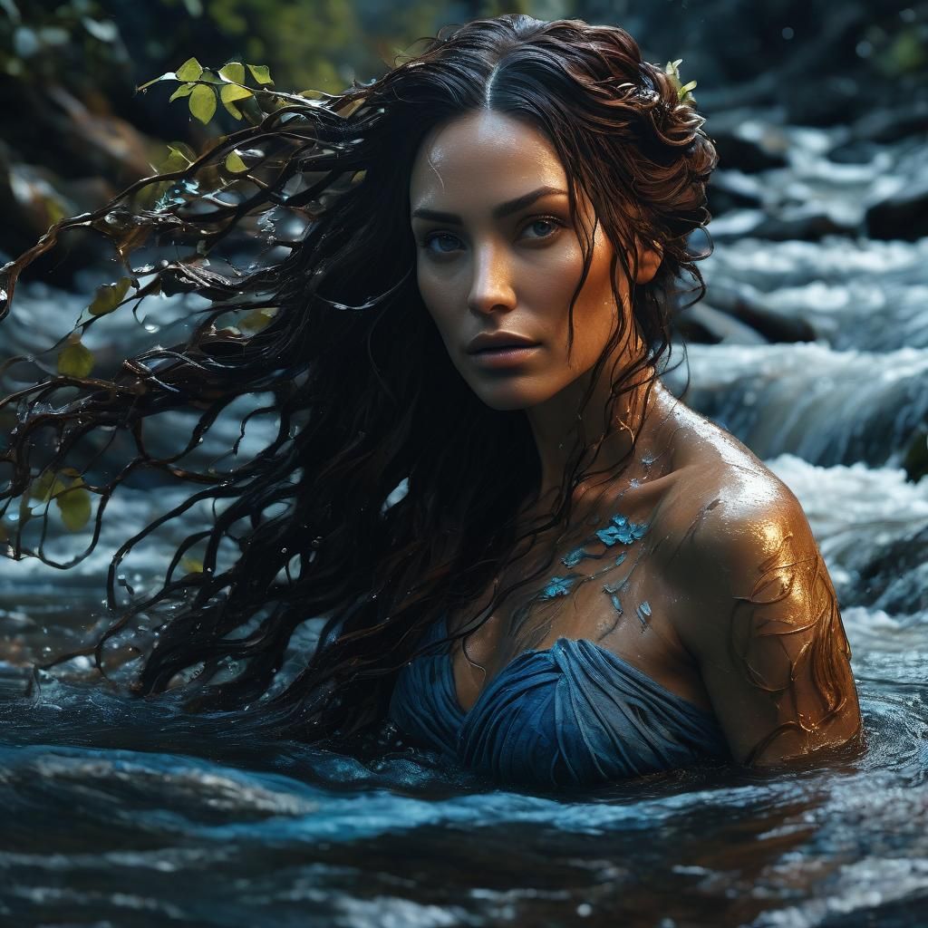 Luminous Woman in River: Fantasy Concept Art