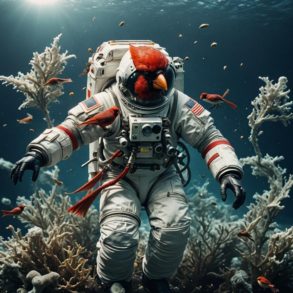Cardinal Astronaut in Deep Ocean Film Still