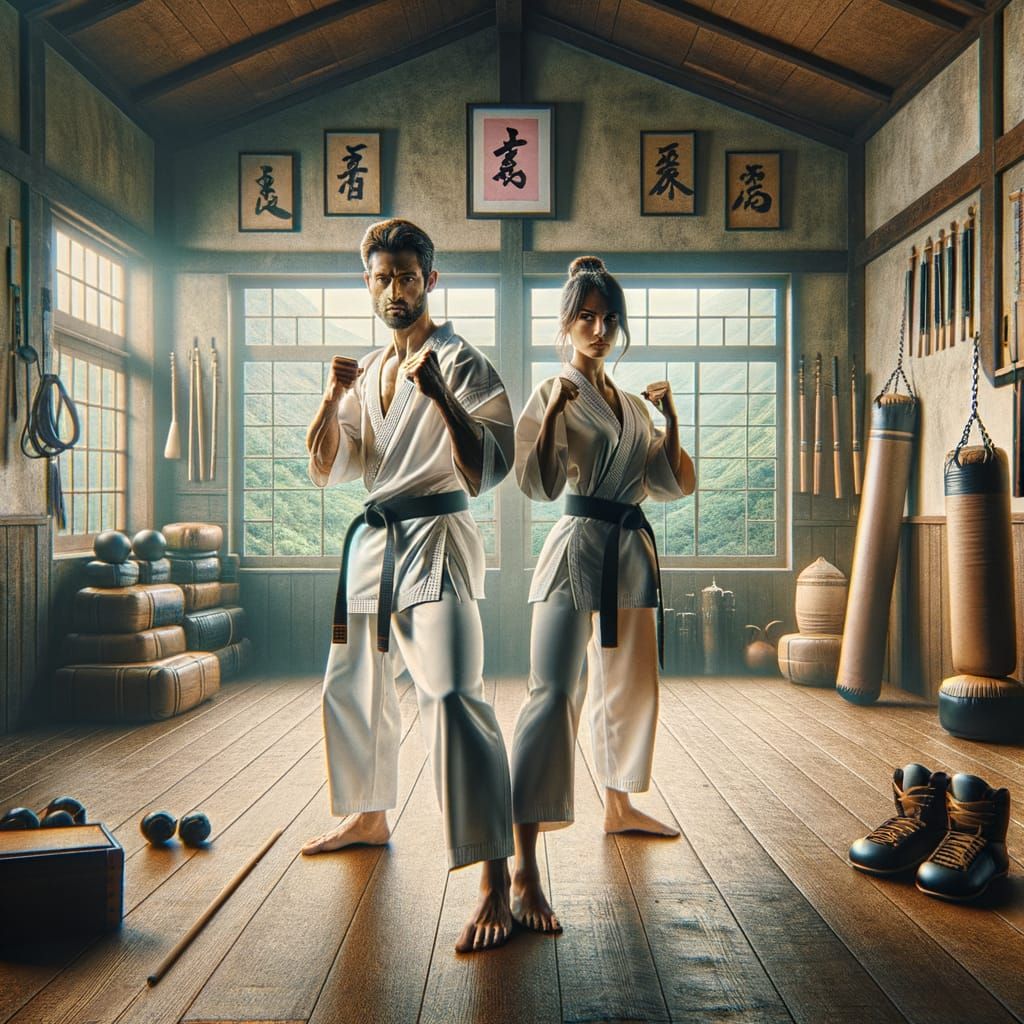 Karate Masters in Traditional Dojo