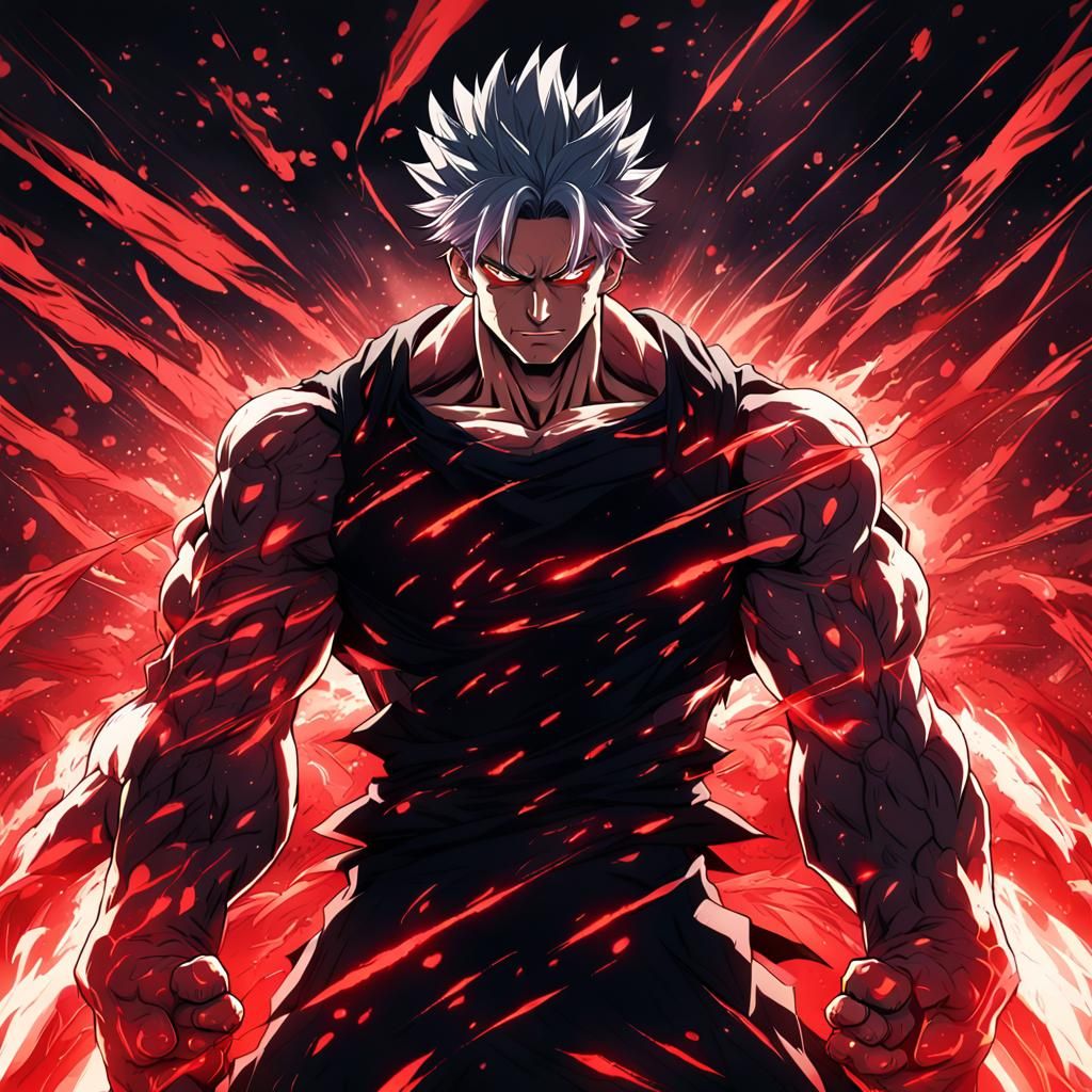 Imposing Man's Face in Anime Style