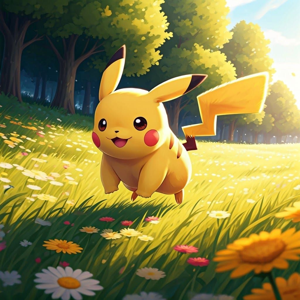 Pikachu Runs Through Meadow, Anime Key Visual