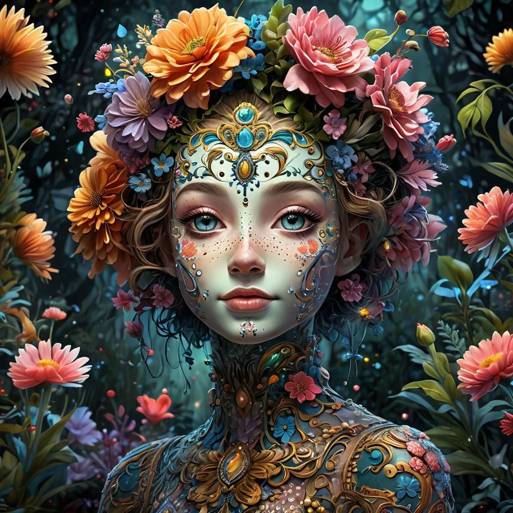 Floral Humanoid in Dark Spring Horror