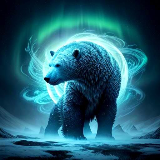 Armored Polar Bear on Snowy Tundra in CGI Style
