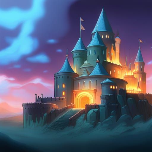 Burning Castle: Studio Ghibli Anime Key Visual