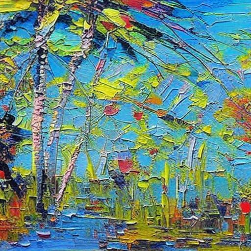 Tropical Beach with Cocktails as Fauvist Digital Art