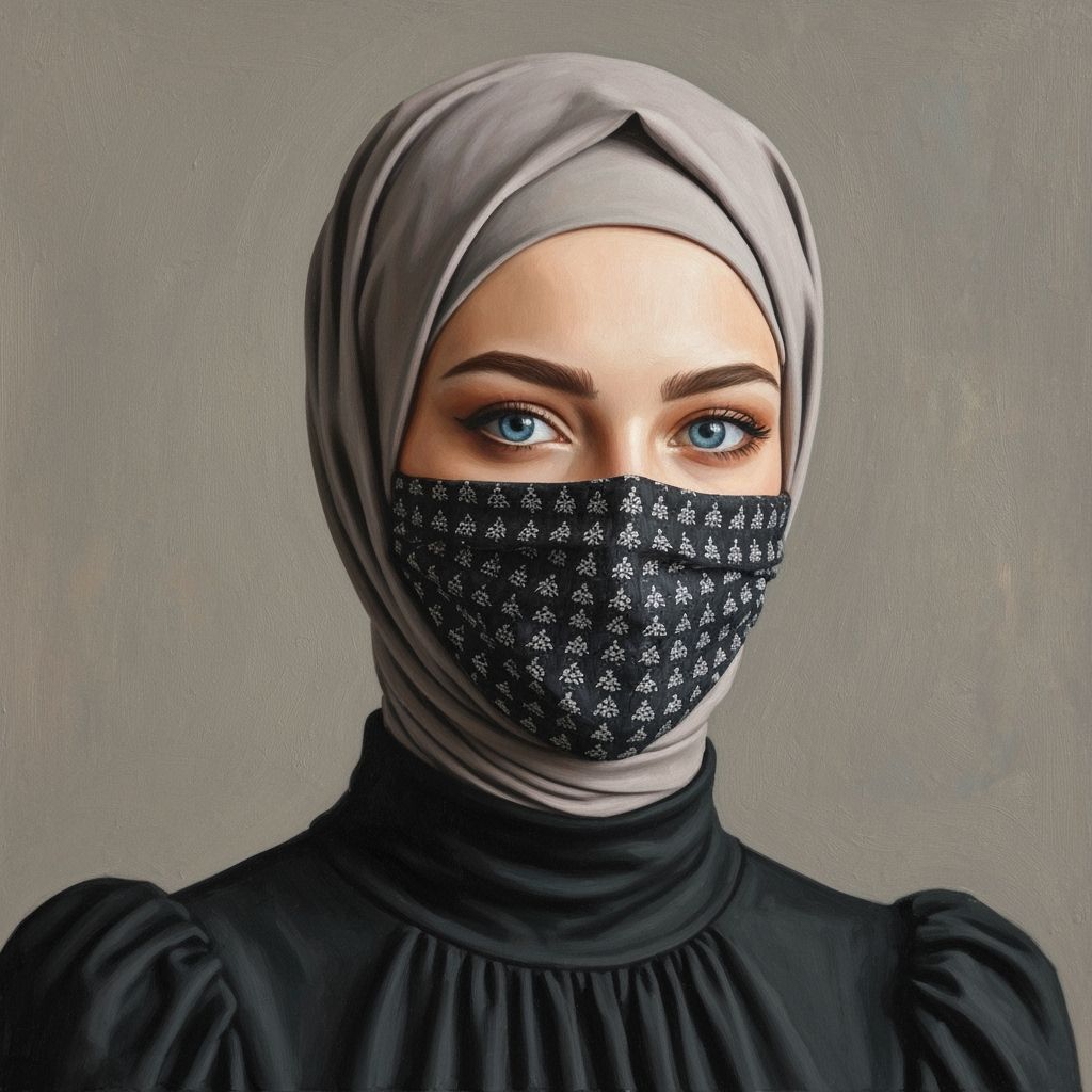 German Hijabi Woman Oil Painting