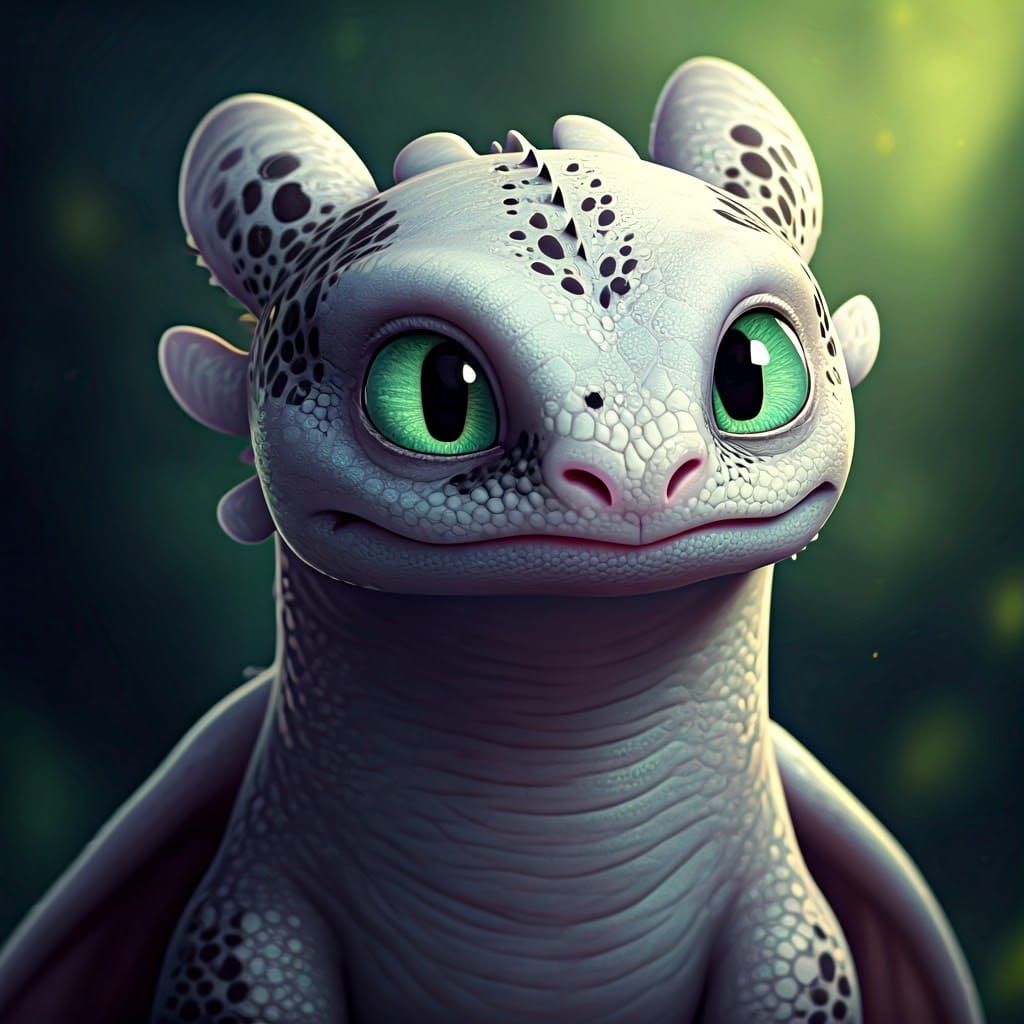 Whimsical Lightfury Dragon Portrait