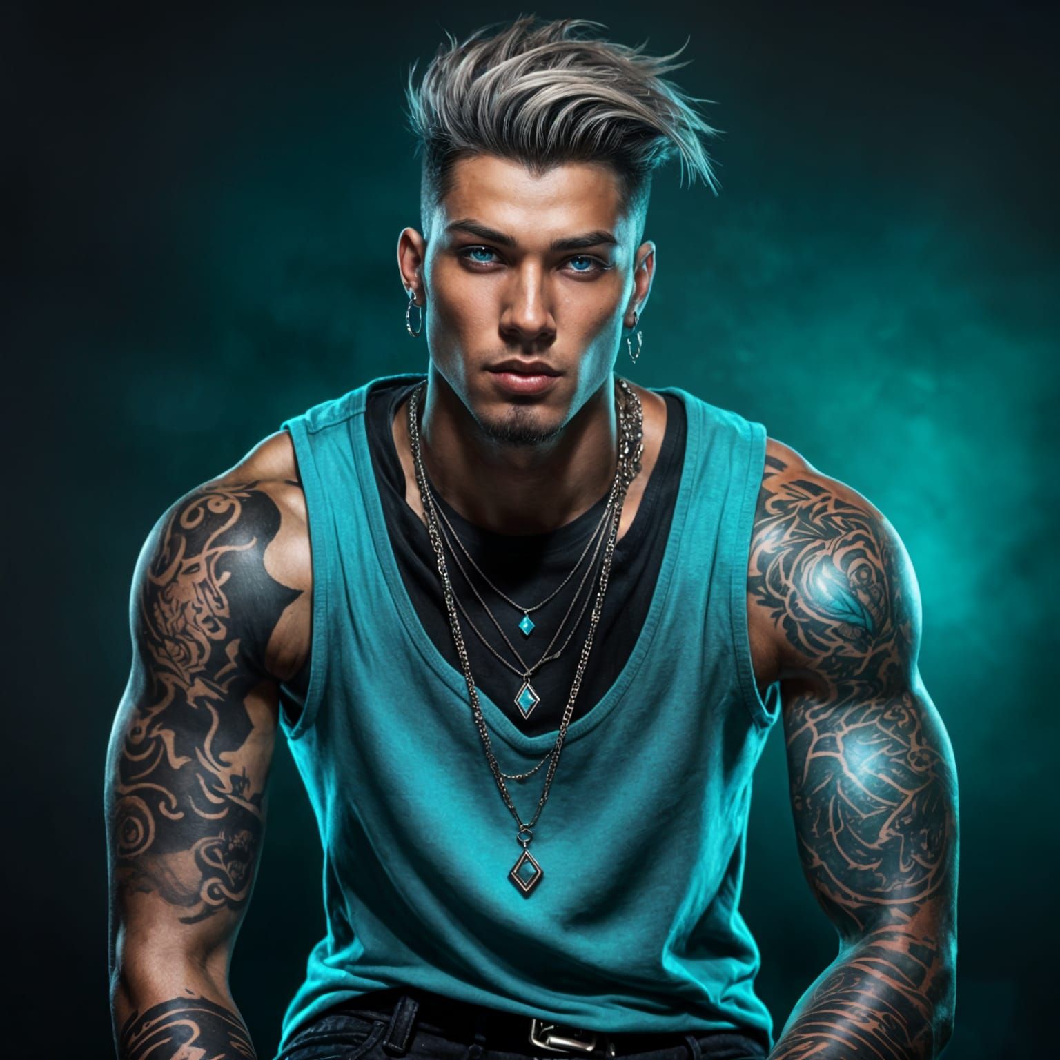 Dark Romance: Hyper-Realistic Nonbinary Male Portrait