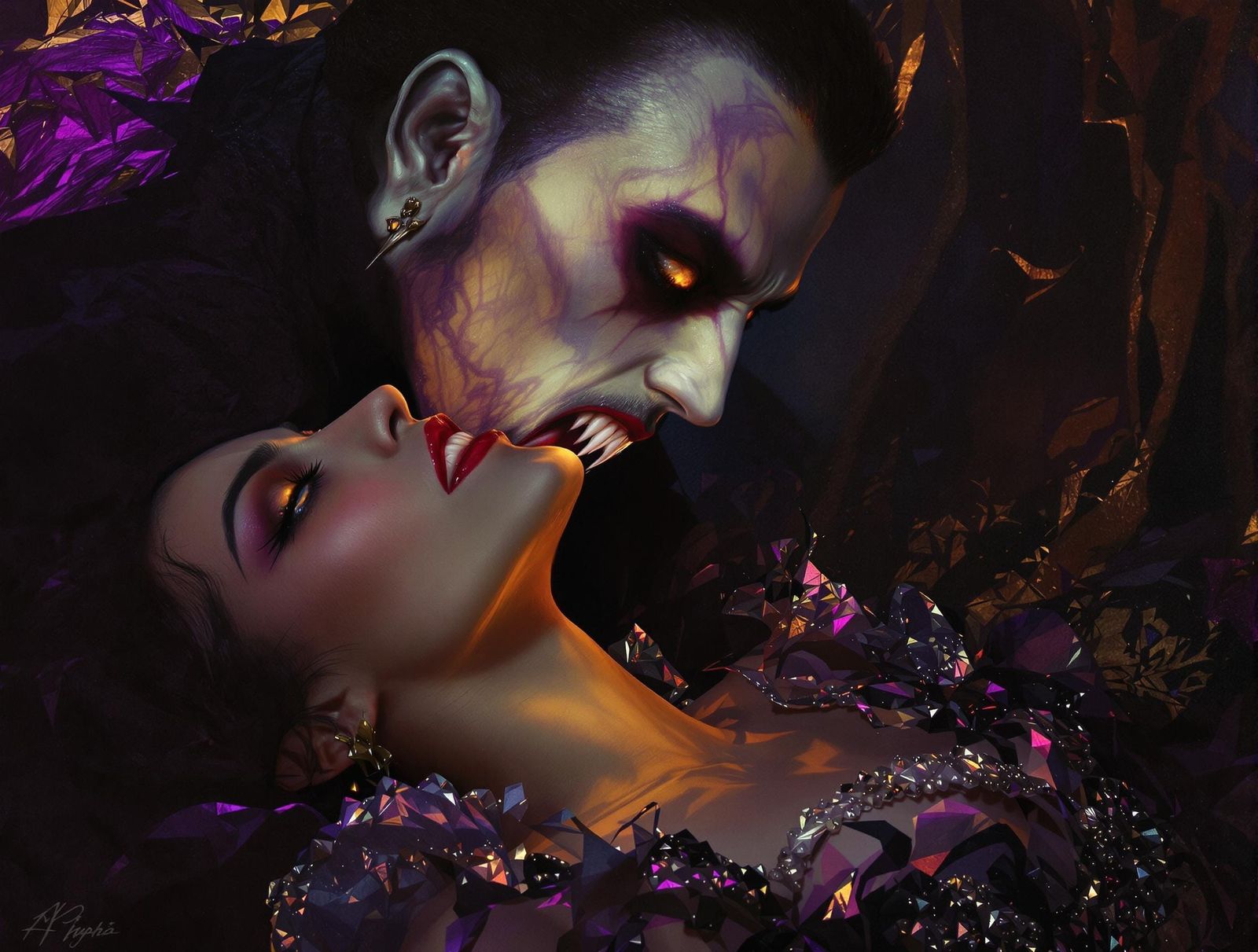 Sinister Victorian Vampire in Moonlit Splendor