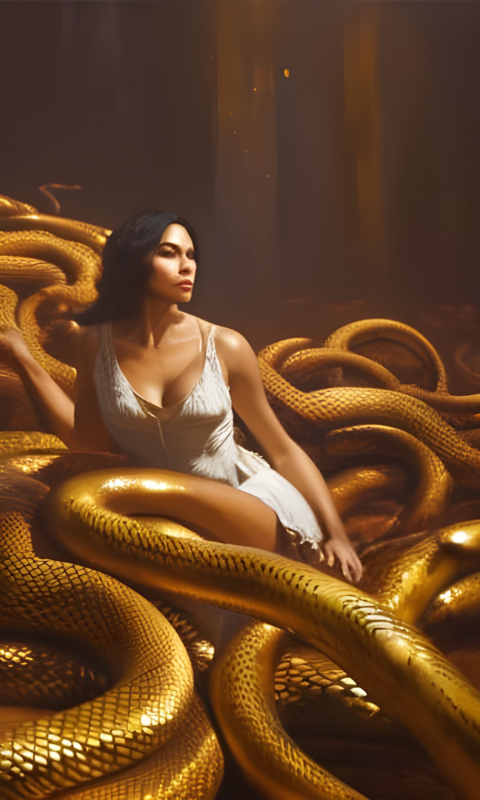 Golden Serpent Queen: Fine Art Oil Painting