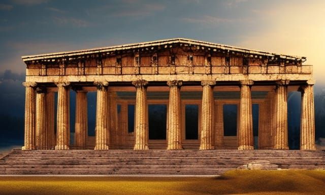 a realistic ancient greek temple Epic cinematic brilliant st...