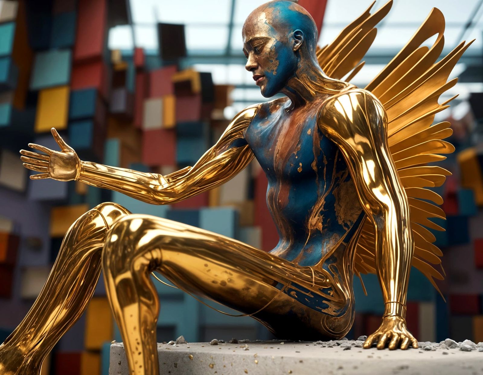 Abstract Gold Blending Cycles in Hyperrealistic 3D Render