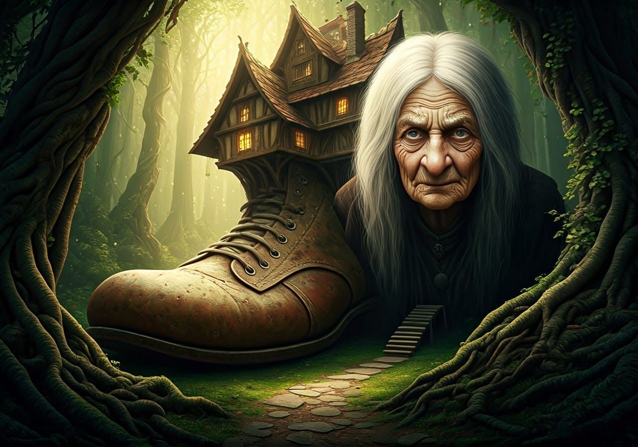 The old woman is now part of the shoe