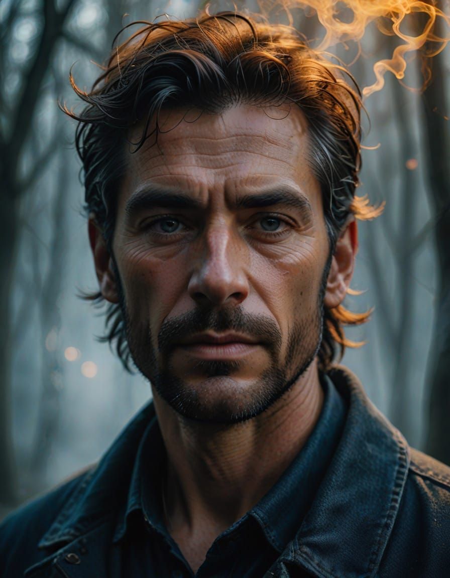 Portrait of a Man Veiled in Ethereal Mist