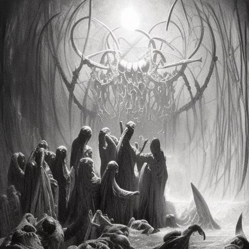 Lovecraftian Ritual Sacrifice in Horror Style