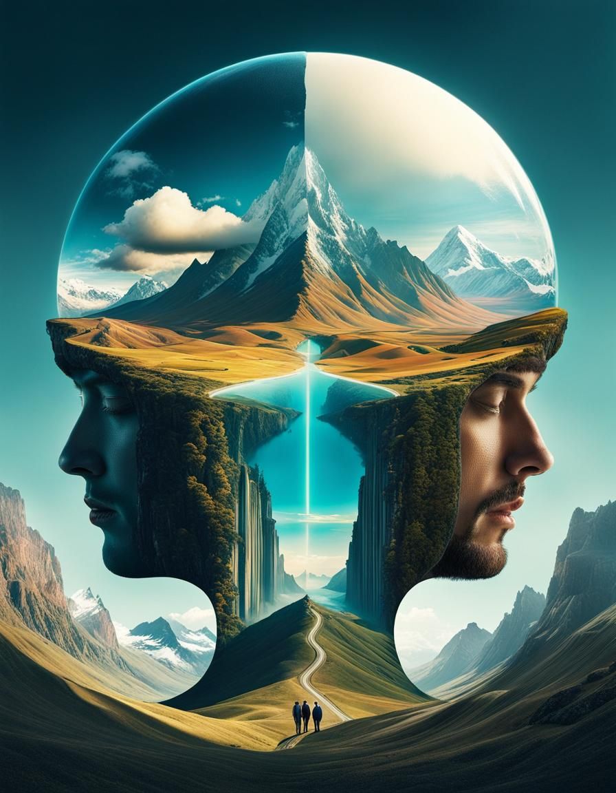 Surreal Landscape Collage in Photorealistic Style