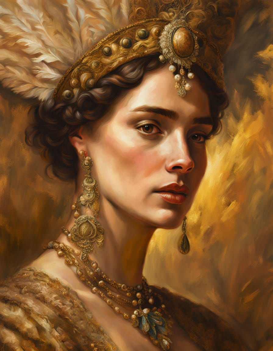 Renaissance Woman Portrait in Oil Painting Style