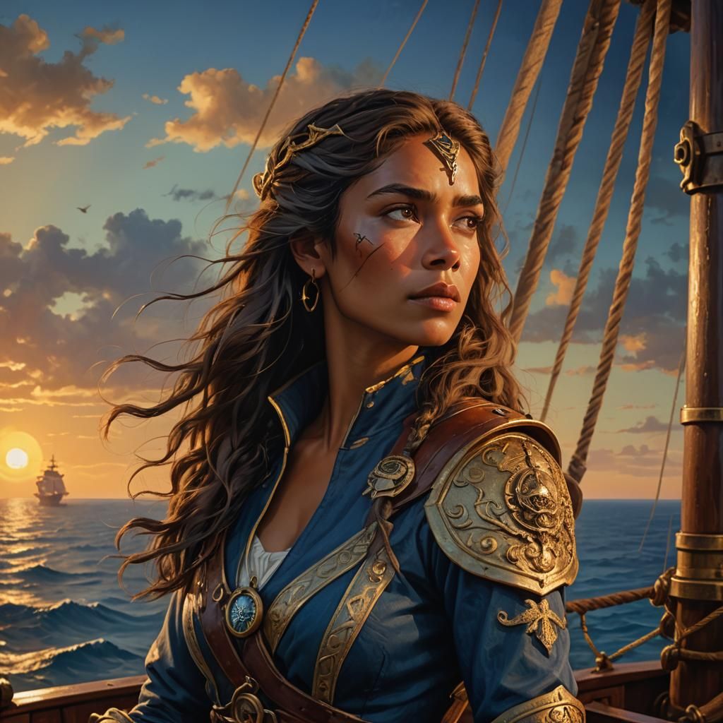 Captain Zira at the Helm: Maritime Fantasy Art