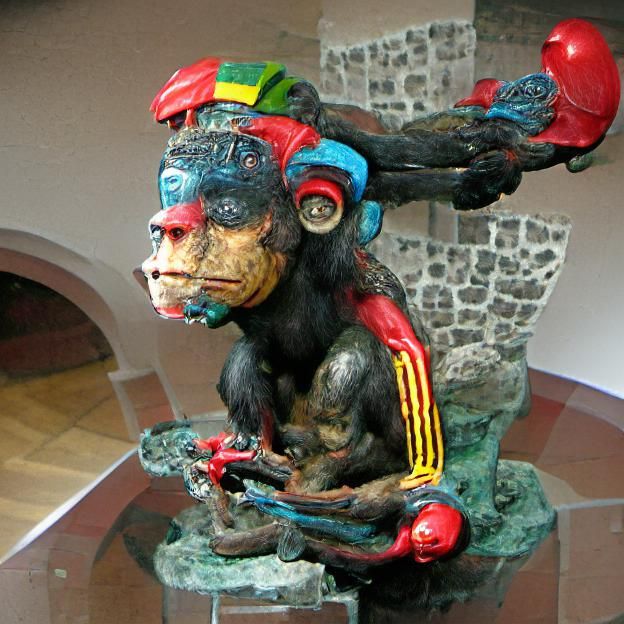 Aztec Monkey Sculpture in Kalmar Style