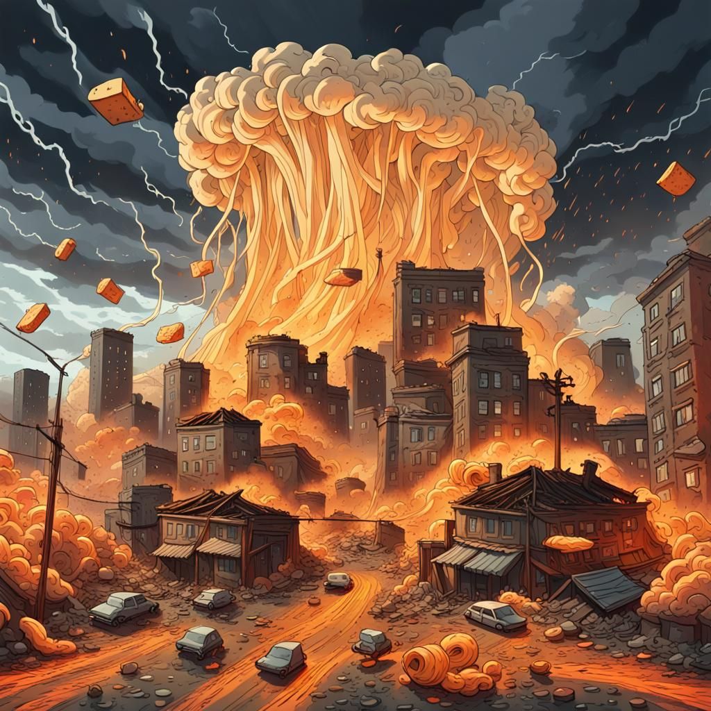 Apocalyptic Cityscape Under a Stormy Sky