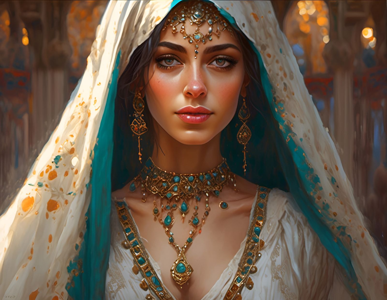 Confident Arabian Woman Portrait in Hyperreal Style