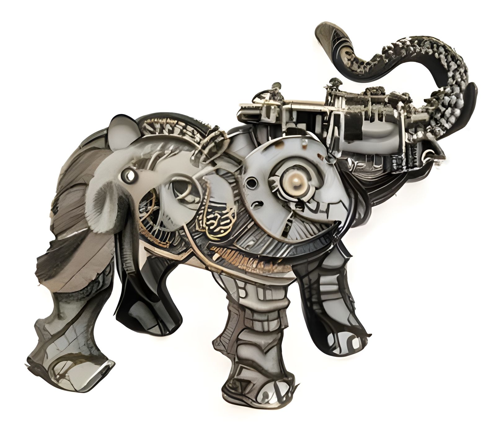 Steampunk Elephant Sticker with Gears and Cogs