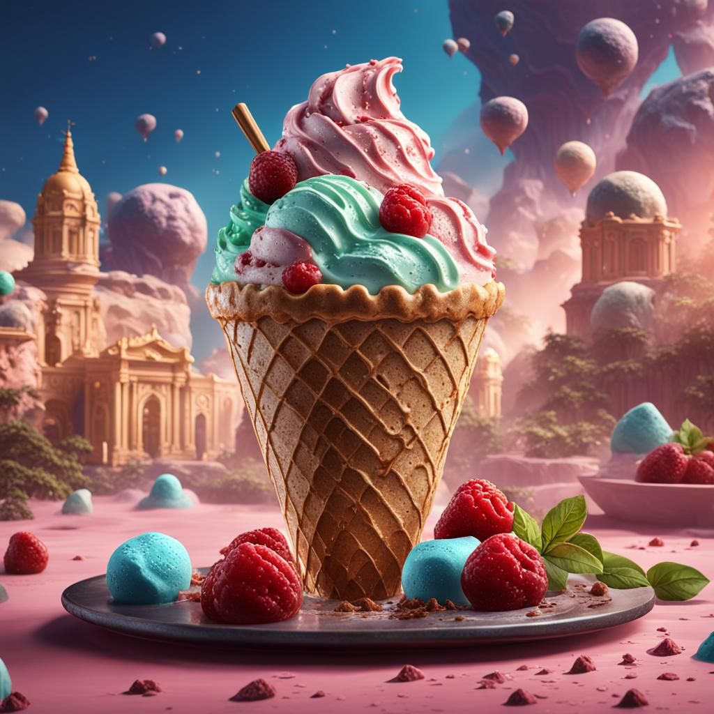 Creative Italian Gelato Cone: Digital Art