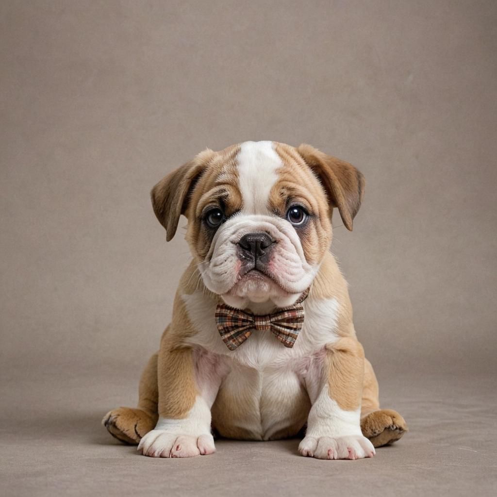 Adorable Bulldog Puppy with Teddy Bear