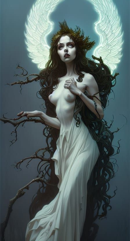 Tim Burton Style Angel of the Woods Portrait