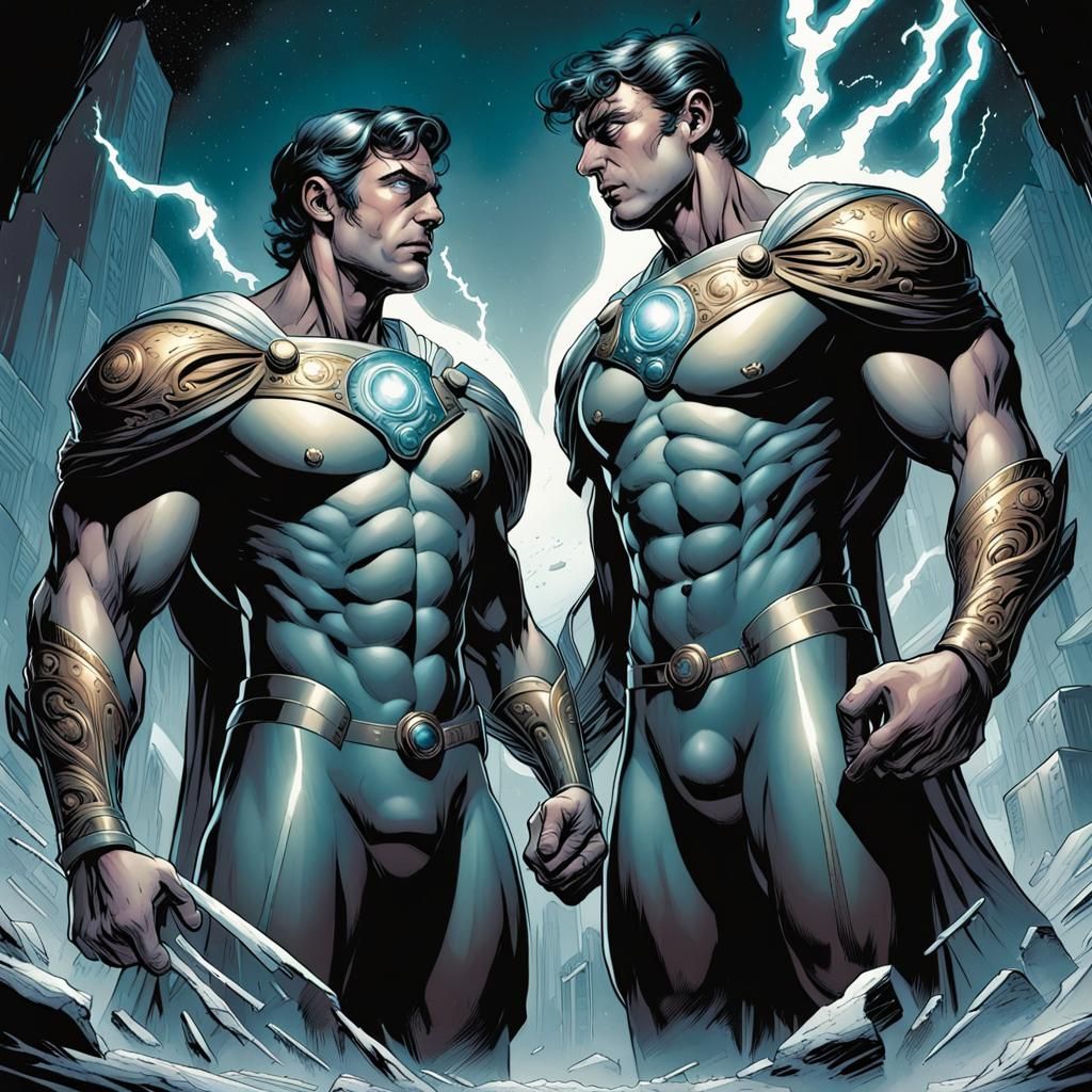 The Janus Man in Comic Book Art Style