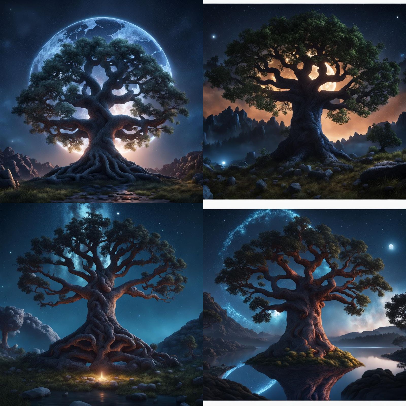 Yggdrasil Under the Night Sky in 8K