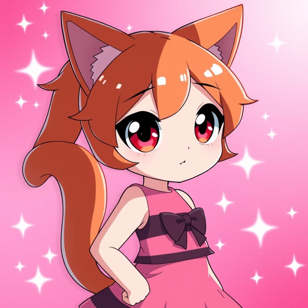 Cute Anime Catgirl Blossom
