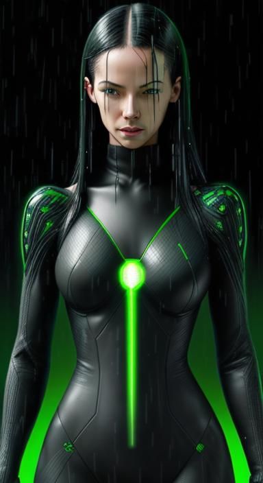 Black background Matrix digital rain matrix code falling green code hypertrophy graphic realistic