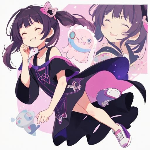 Anime Girl in Pop Art Style with Camera