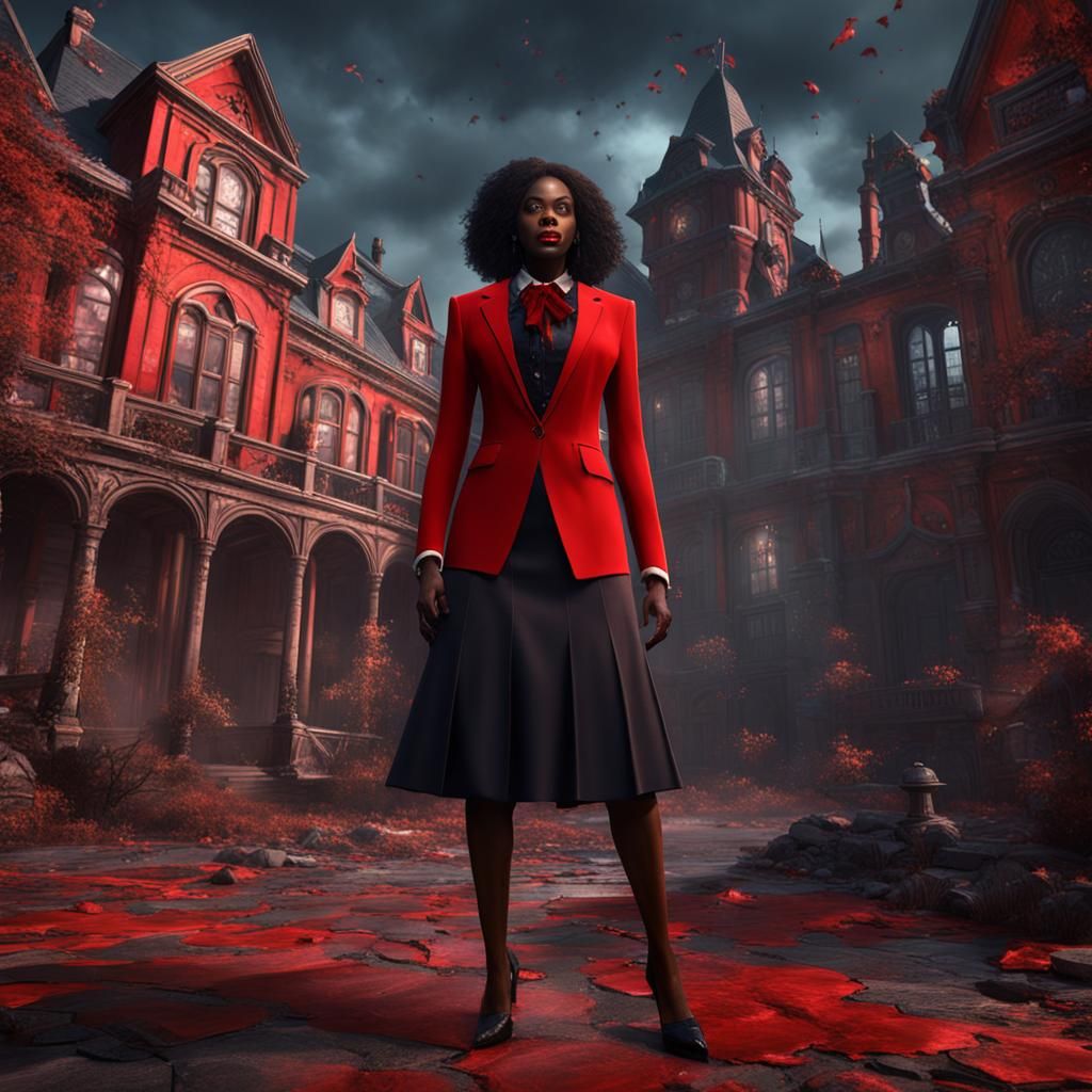 Black Vampire in Red Suit: Fantasy Art
