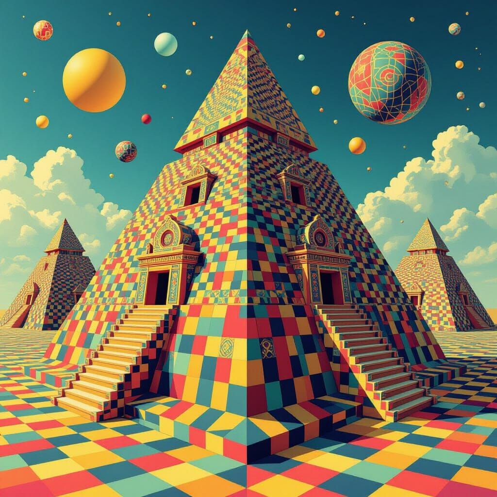 Psychedelic Pyramids Inspired by Surrealism