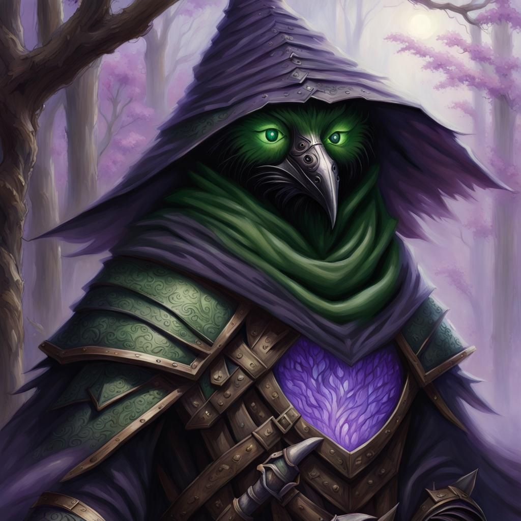 Kenku in Black and Green Armor