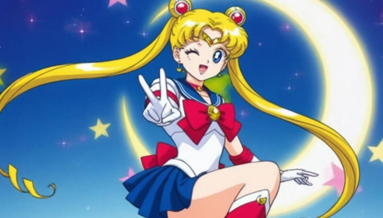 Sailor Moon Peace Sign in Anime Style