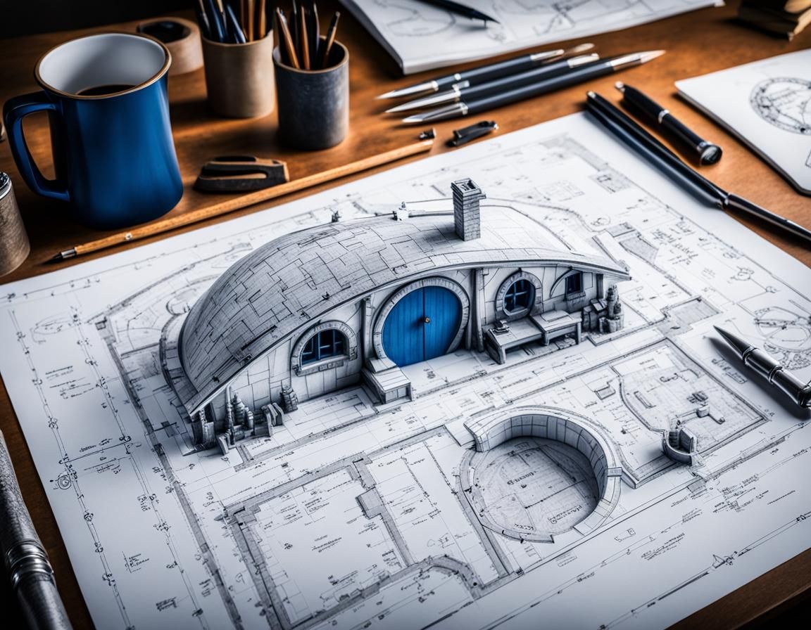 Detailed Blueprint of a Hobbit Home