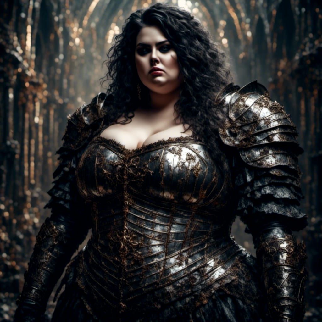 Obese Female Knight in Full Armor, Digital Art