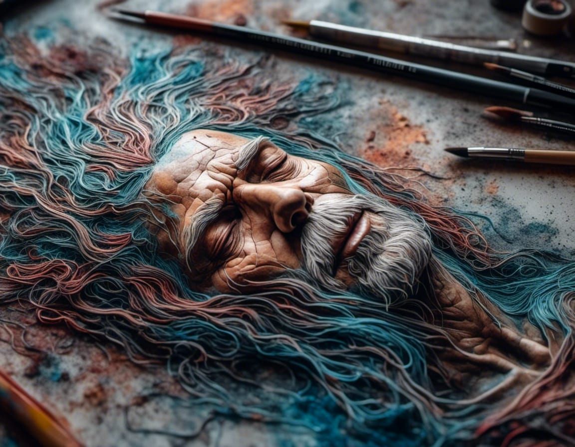 Deformed Anatomical Portrait in Watercolor and Vector Style