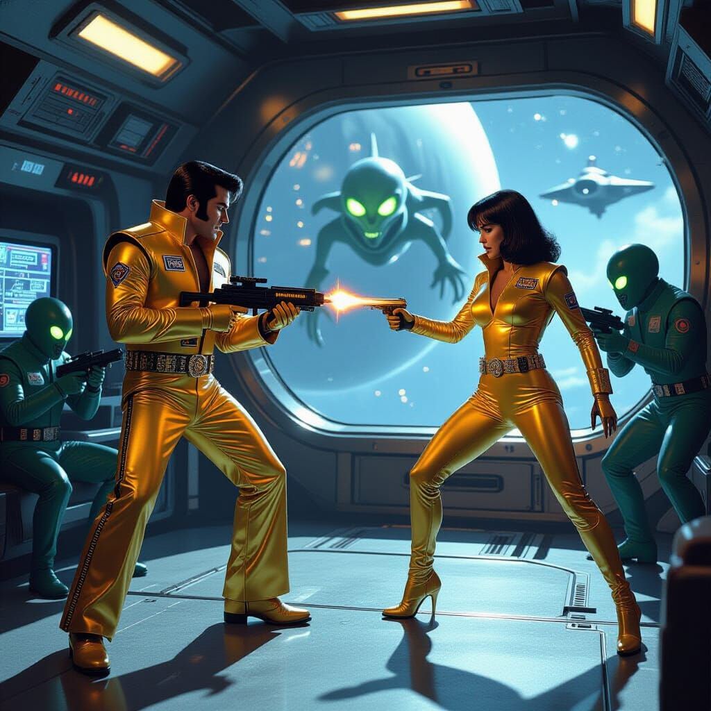 Elvis & Halle Berry Fight Space Trolls in Hyperrealistic Pul...