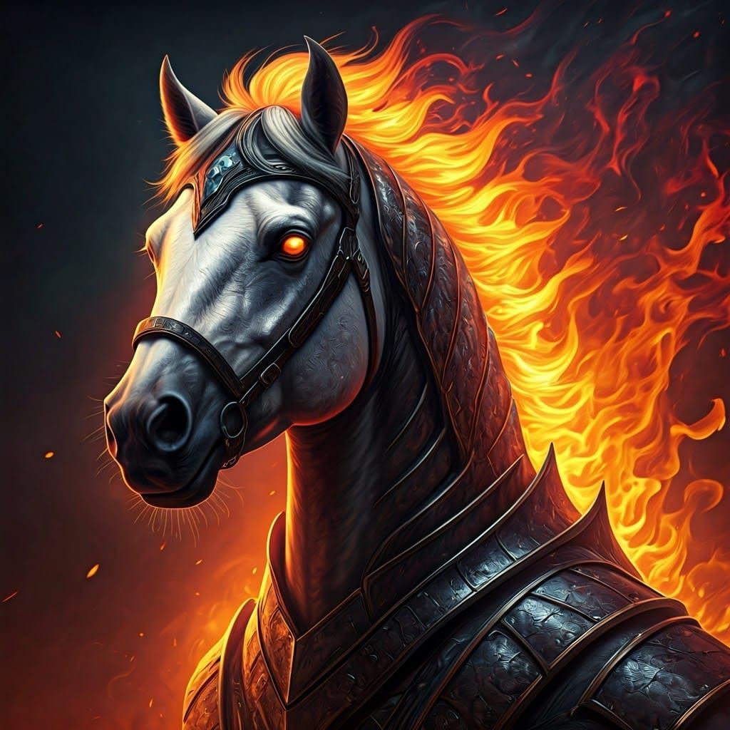Flaming Grey Horse: Epic Fantasy Concept Art