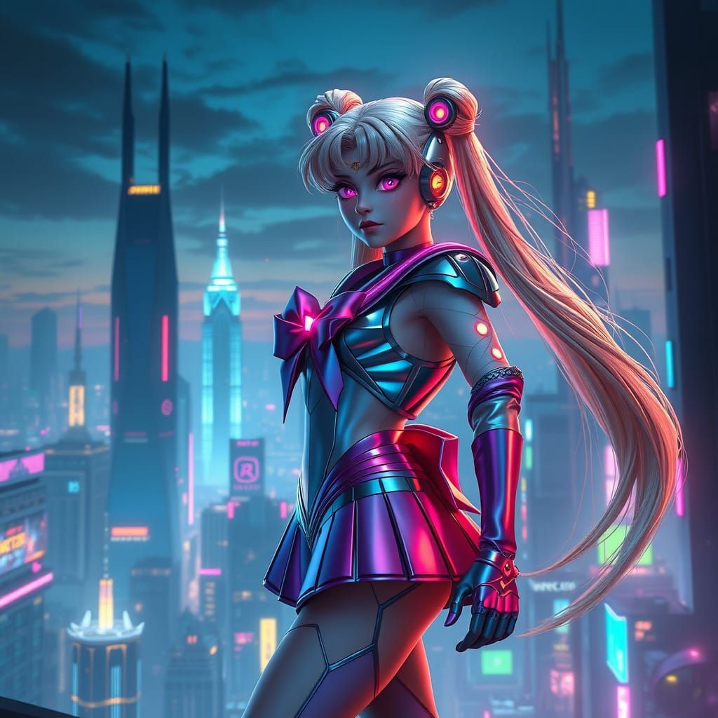 Cyberpunk Sailor Moon: A Futuristic Heroine