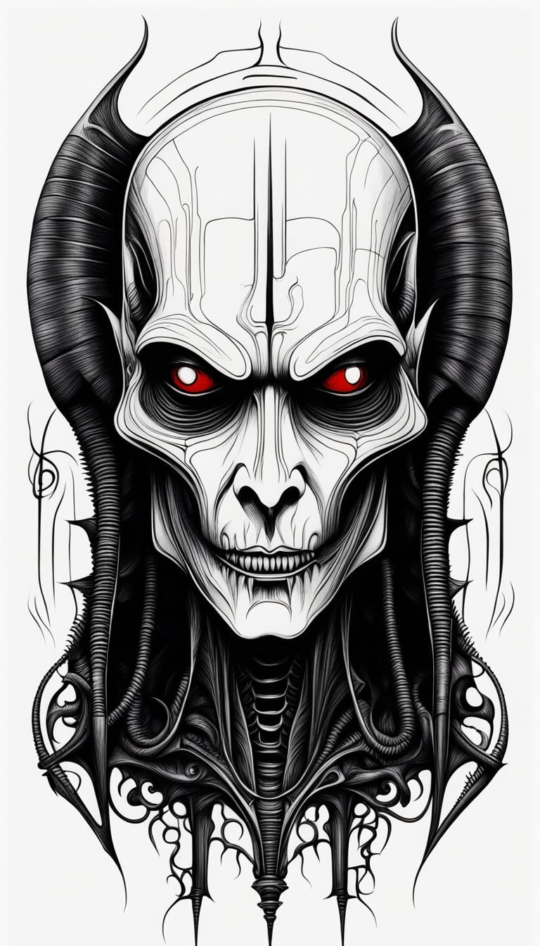 Vampire Line Art in Giger Style