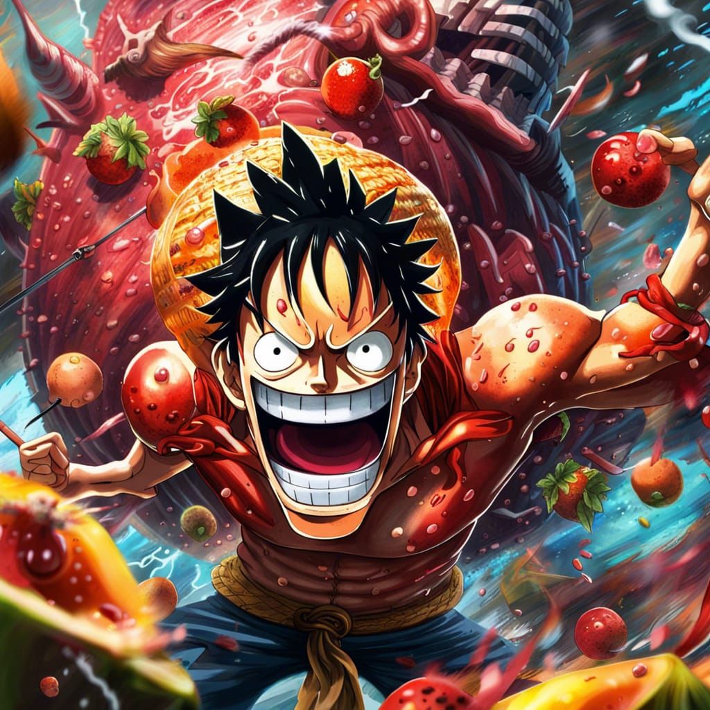 Epic One Piece Battle Collage with Luffy